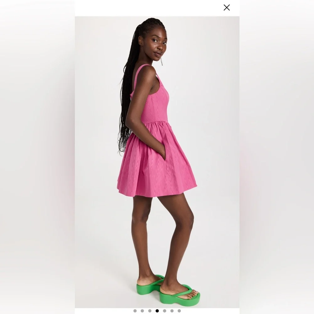 NWT Staud CORAL PINK LANDSCAPE MINI DRESS Size 6 - Picture 3 of 9